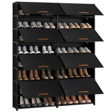 2 by 9 Tier Shoe Cabinet, 54-Pair Storage for Closet, Black