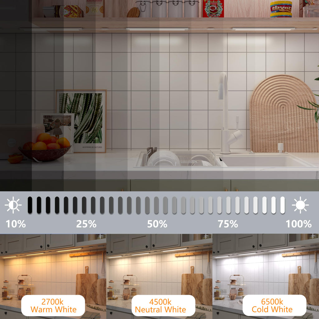 Smart LED Under Cabinet Lights, RGBW 6-Bar Kit