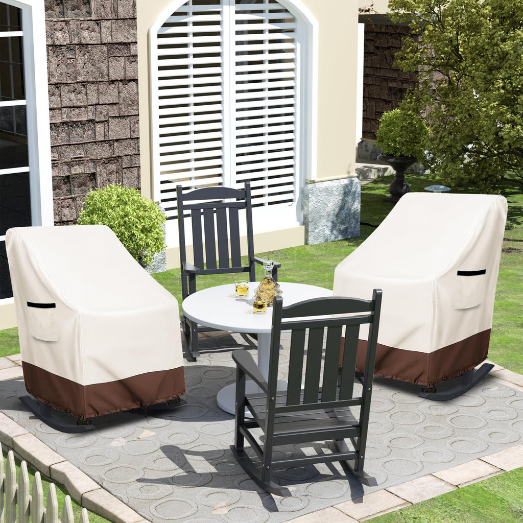 Rocking Chair Cover 2 Pack 600D Heavy Duty Waterproof - Patio Furniture Covers for Outdoor Rocking Chairs - All