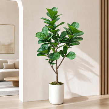 5ft Artificial Fiddle Leaf Fig Tree,Lifelike Indoor Faux Plant with Adjustable Branches,Easy Assembly,and Low