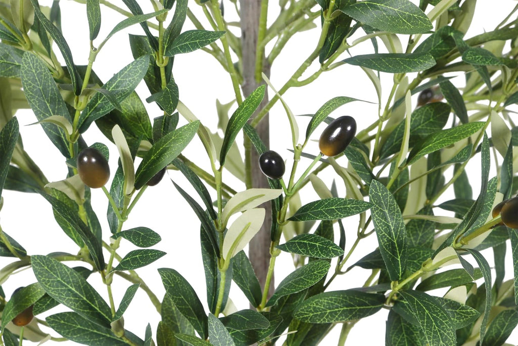 5-Foot Artificial Olive Tree, Indoor Artificial Plant, with Natural Trunk and Realistic Leaves and Fruits, Used