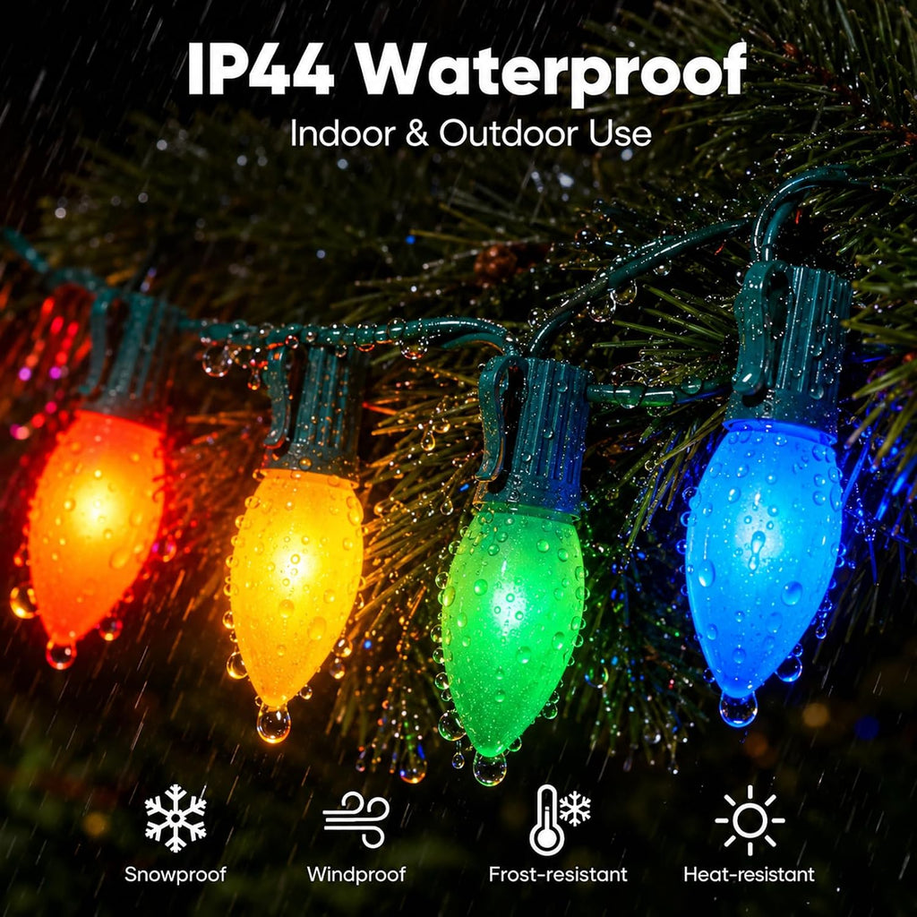 100FT C9 Light Strand, Christmas Stringer with 100 Sockets(E17/C9) for Outdoor String Lights, Connectable Christmas