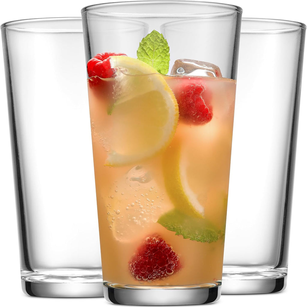 Drinking Glass Set - 10 Highball Glass Cups, 16 Oz. Basic Water Glasses, Beer, Juice, Cocktails, Wine, Iced Tea, Bar