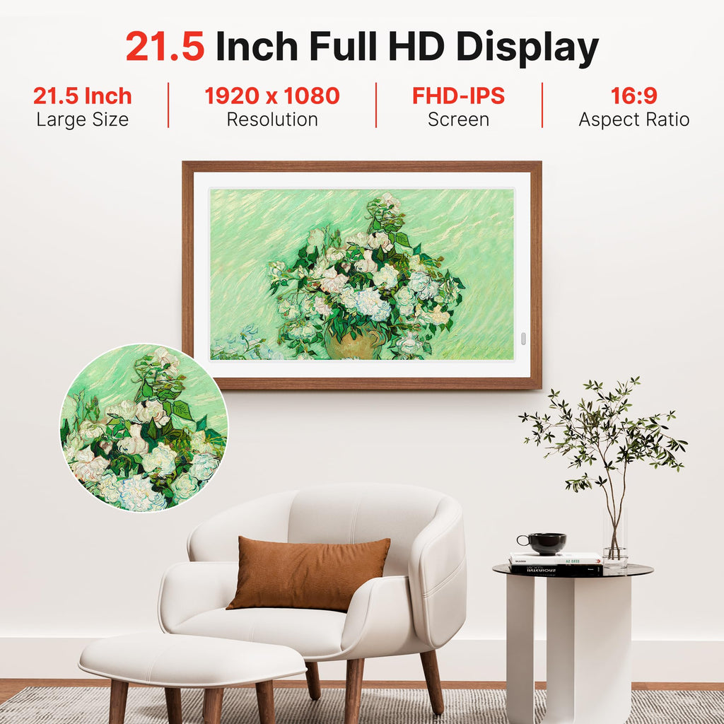 21.5" Large Digital Picture Frame, 64GB Uhale WiFi Frame with Matte Screen