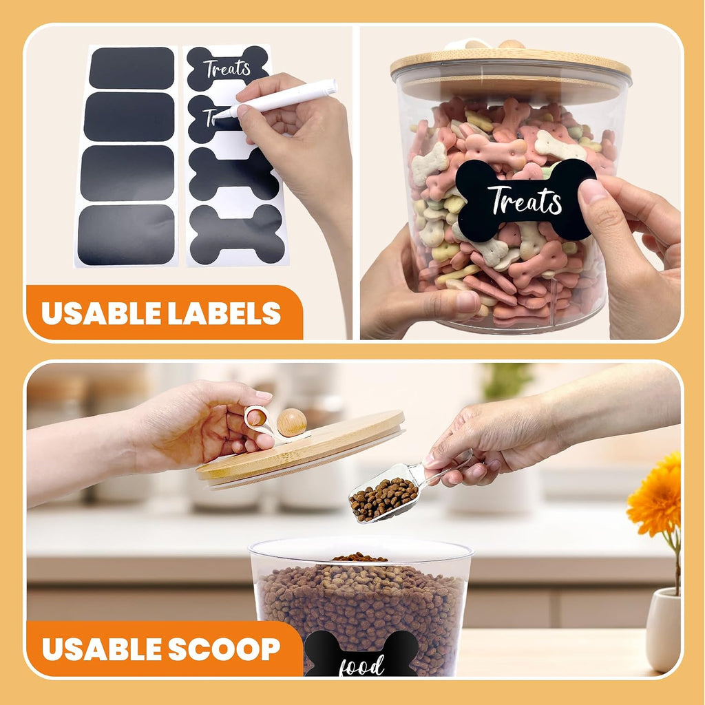 3 Pack Airtight Dog Treat Containers Bamboo Lids, Dog Treat Jars