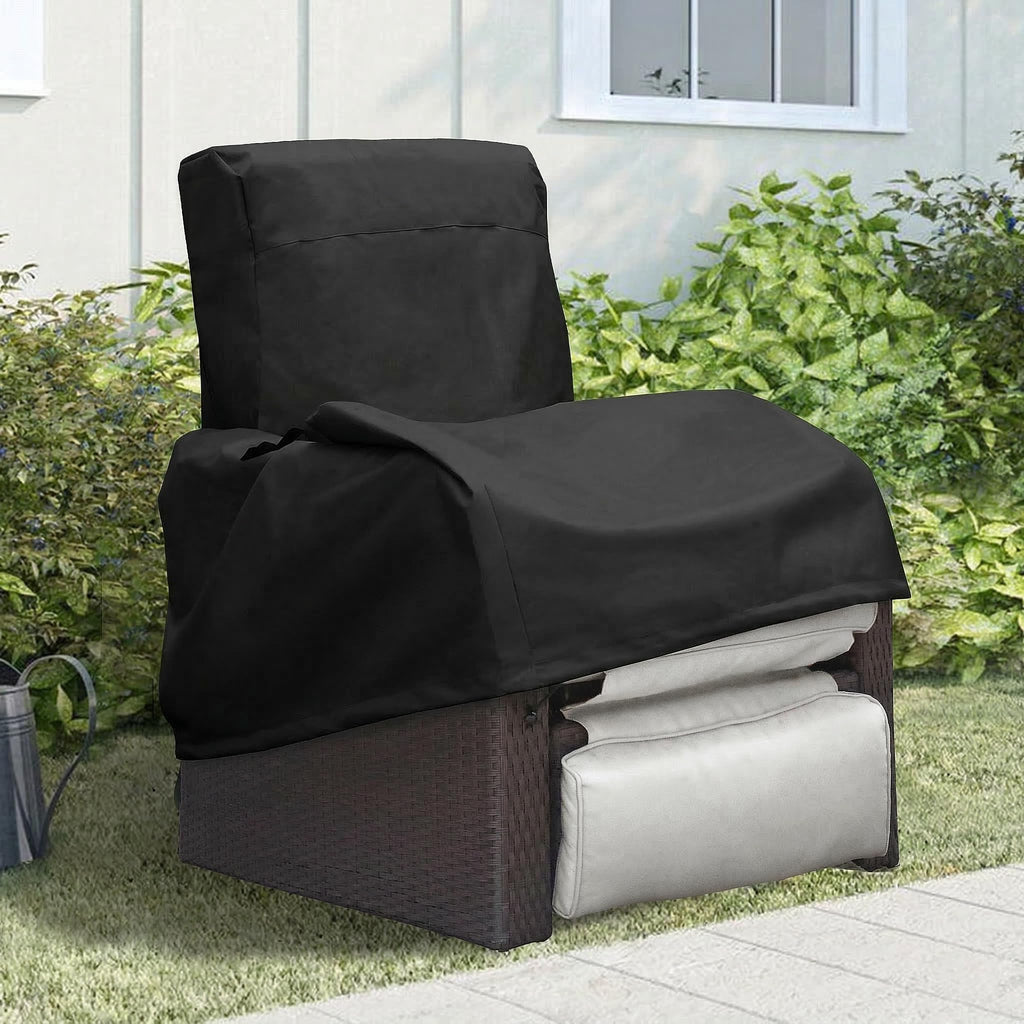 Outdoor Chair Covers Waterproof Patio Recliner Cover 600D Oxford Fabric Wicker/Rattan Chair Covers (Black)