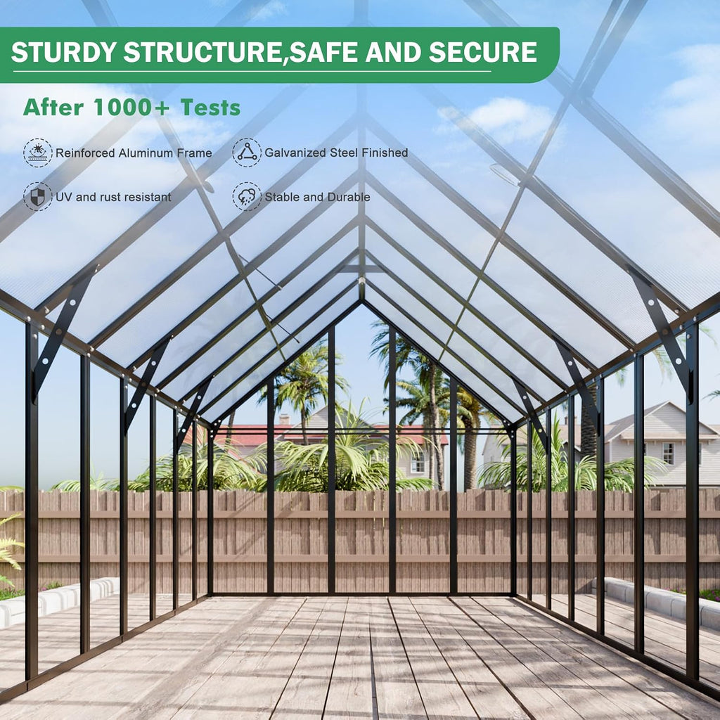 32x10x10 FT Extra Large Greenhouse for Outdoor with Transparent Roof Vents Swing Door, Easy Assembly Heavy Duty