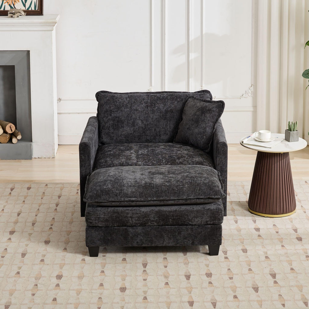 Cloud Sofa Ottoman only, Modern Sectional Couch, Bedroom and Apartment, Comfy Double Layer Upholstered Seat Cushion