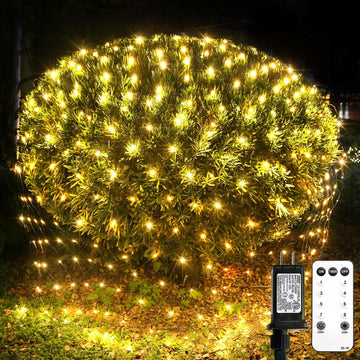 360 LED Christmas Net Light, Net Lights Outdoor,12ft x 5ft Bush Lights Outdoor Waterproof Connectable Green Wire
