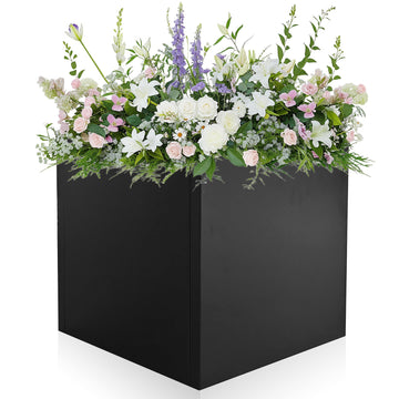 Metal Planter Box 16" x 16" x 16" Large Square Planter Heavy Duty Galvanized Steel Tall Plant Boxes with Insert Shelf