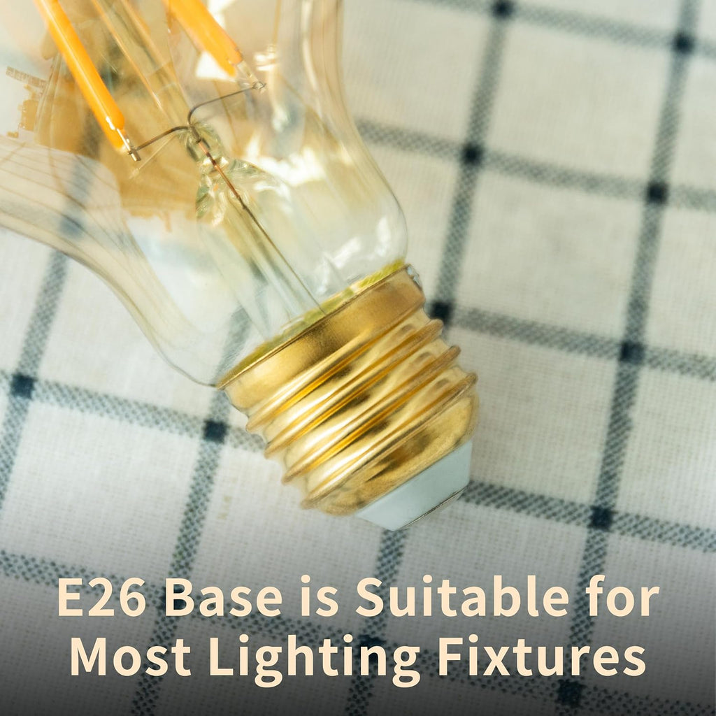 2200k Led Light Bulb,Vintage A19 Edison Bulbs,Dimmable Amber Warm White Tone Light Bulb,Antique Led Filament Light
