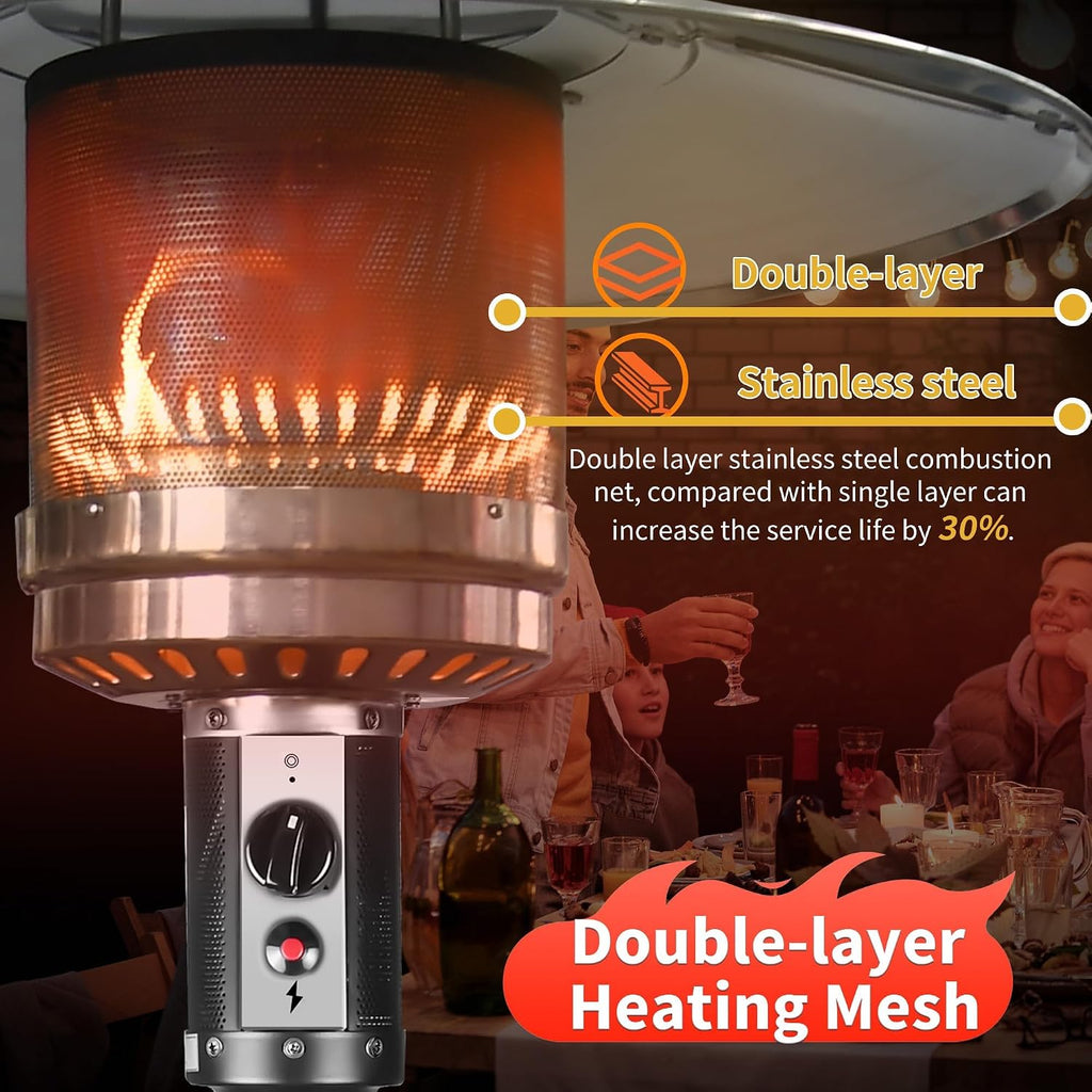 Ignovate 50,000 BTU Outdoor Propane Patio Heater with Wheels - Durable Powder-Coated Steel Gas Heater with Easy