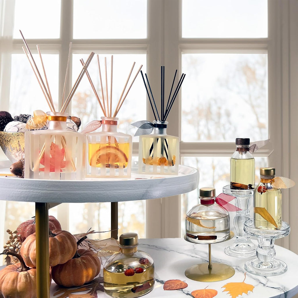 Reed Diffuser Set, Pumpkin Vanilla Chai Scented Oil Diffuser with Sticks, Home Fragrance Accessories Shelf Decor - Set of 45