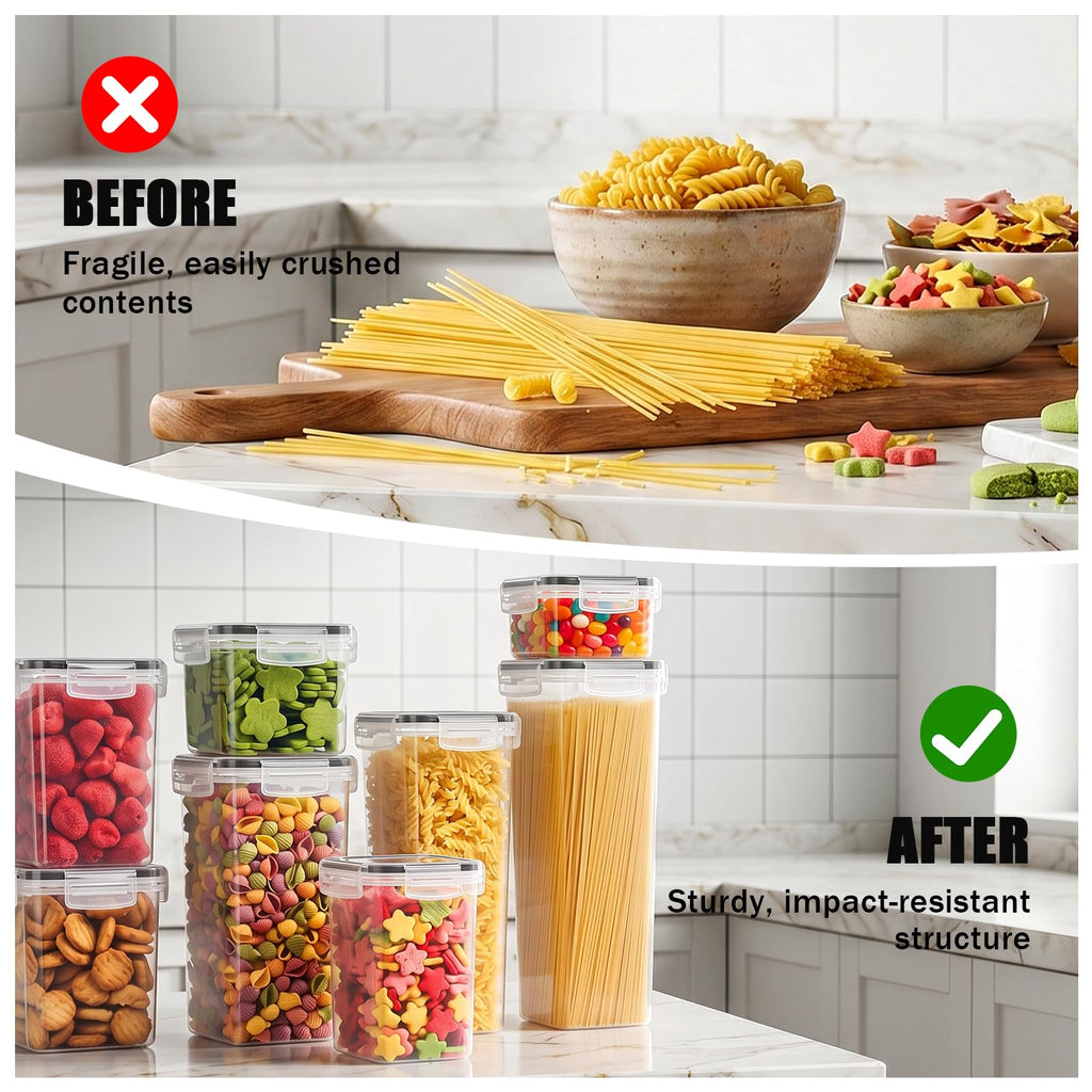 24 PCS Airtight Food Storage Containers with Lids, Plastic Kitchen and Organization Canisters for Cereal, Dry Food