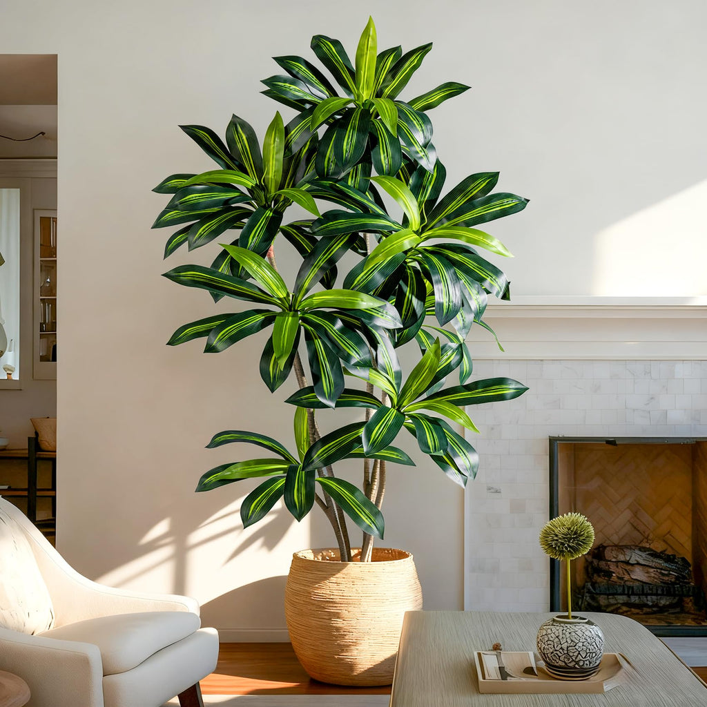 Tall Fake Tree Artificial Trees Plant with White Planter Pot Indoor Outdoor Potted Silk Plants Large Faux Trees loor