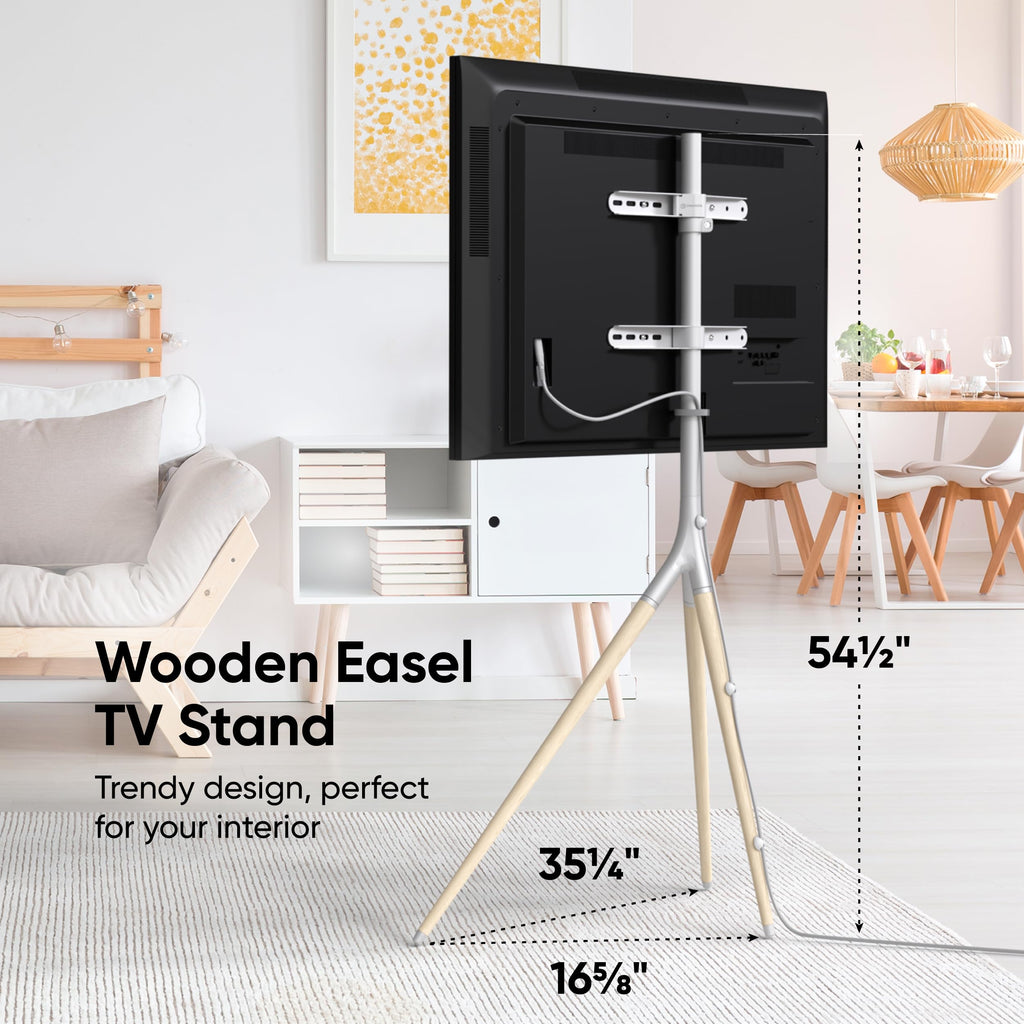 Easel TV Stand 32-65 Inch, 77 lbs, VESA 100x100-400x400, White