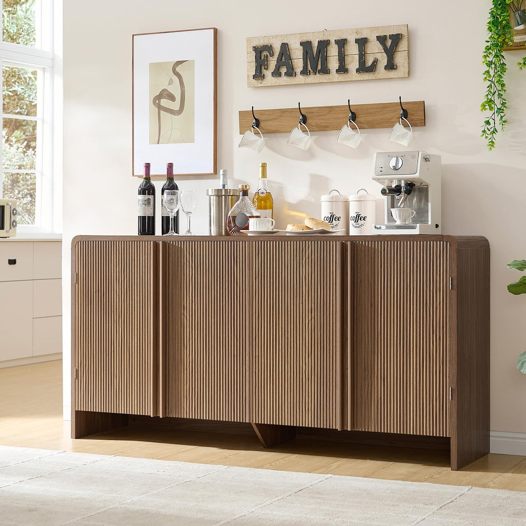 63" Modern Fluted TV Stand with Storage