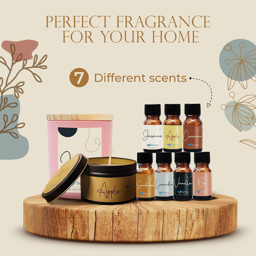 Premium Soy Candle Making Kit - Full Set - Soy Wax, Big 7oz Jars & Tins, 7 Pleasant Scents, Color Dyes & More