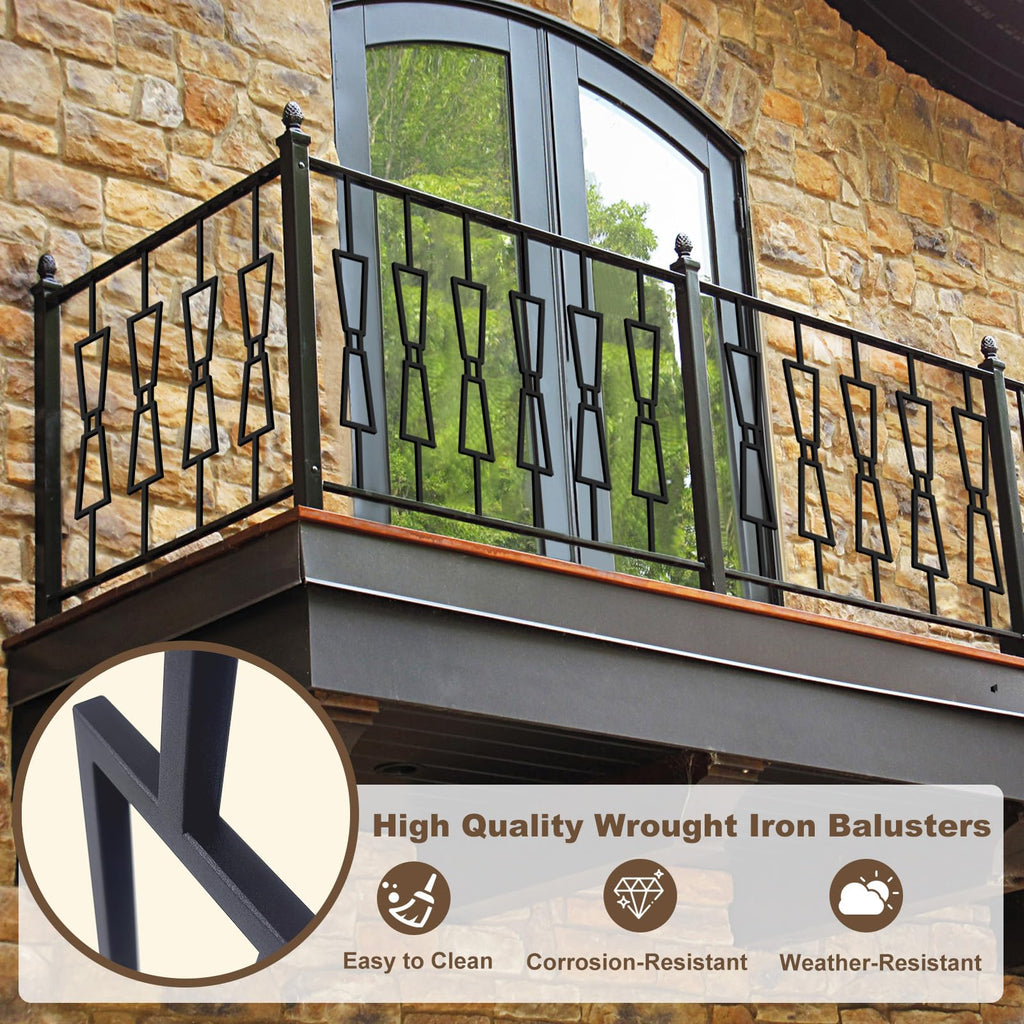 10 Pack Wrought Iron Balusters, 44" x1/2" Deck Balusters - Metal Stair Decorative Balusters Hollow - Stair Balusters