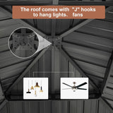 12’ x 12’ Hardtop Gazebo, Outdoor Aluminum Gazebo with Galvanized Steel Double Roof Canopy