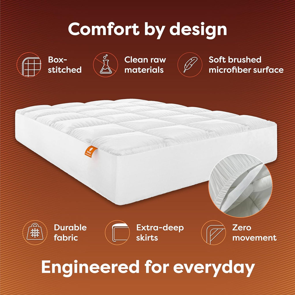 Hypoallergenic Mattress Cover- Overstuffed - Deep Pocket - Goose Down Alternative Pillow Top Mattress Topper Queen