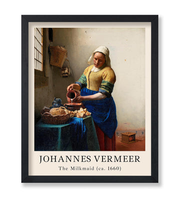 Vintage Johannes Vermeer Poster - Retro Milkmaid Painting Print - The Kitchen Maid Art - Baroque Art - Gift for Her