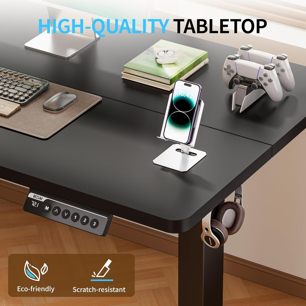 Electric Standing Desk, 55" x 24" Height Adjustable Desk, Black Sit to Stand Desk Memory Gaming Computer Workstation