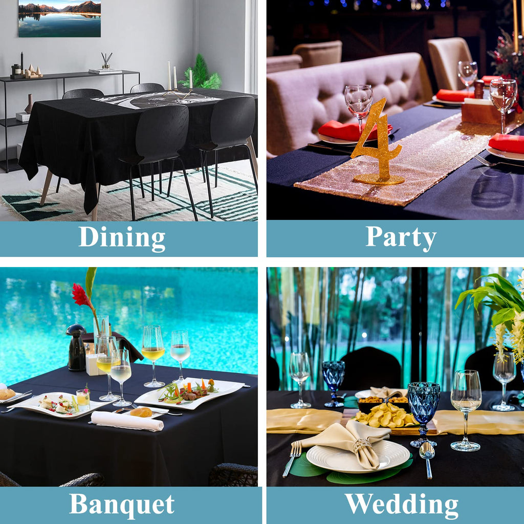 Classic Series 2 Pack 90 * 132inch Black Rectangle Tablecloth