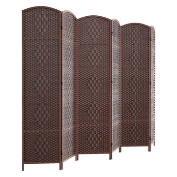 Room Divider Panel, 6 Panel Partition Room Dividers Screen, Brown