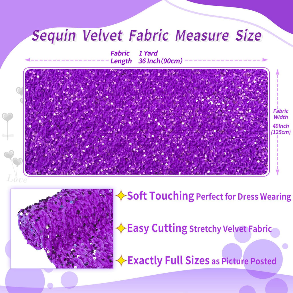 Lavender Sequin Fabric by The Yard Velvet Sequin Fabric for Sewing Clothes 1 Yard Linen Shimmer Mermaid Glitter