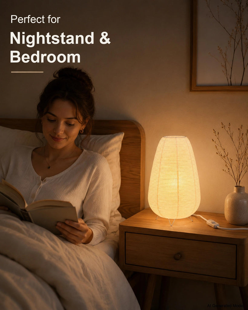 Rice Paper Table Lamp, Japanese Paper Lantern Lamp, E12