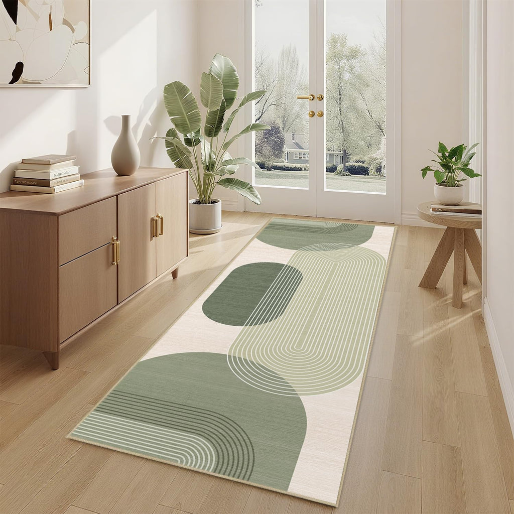 Boho Runner Rug Kitchen Bedroom, Green