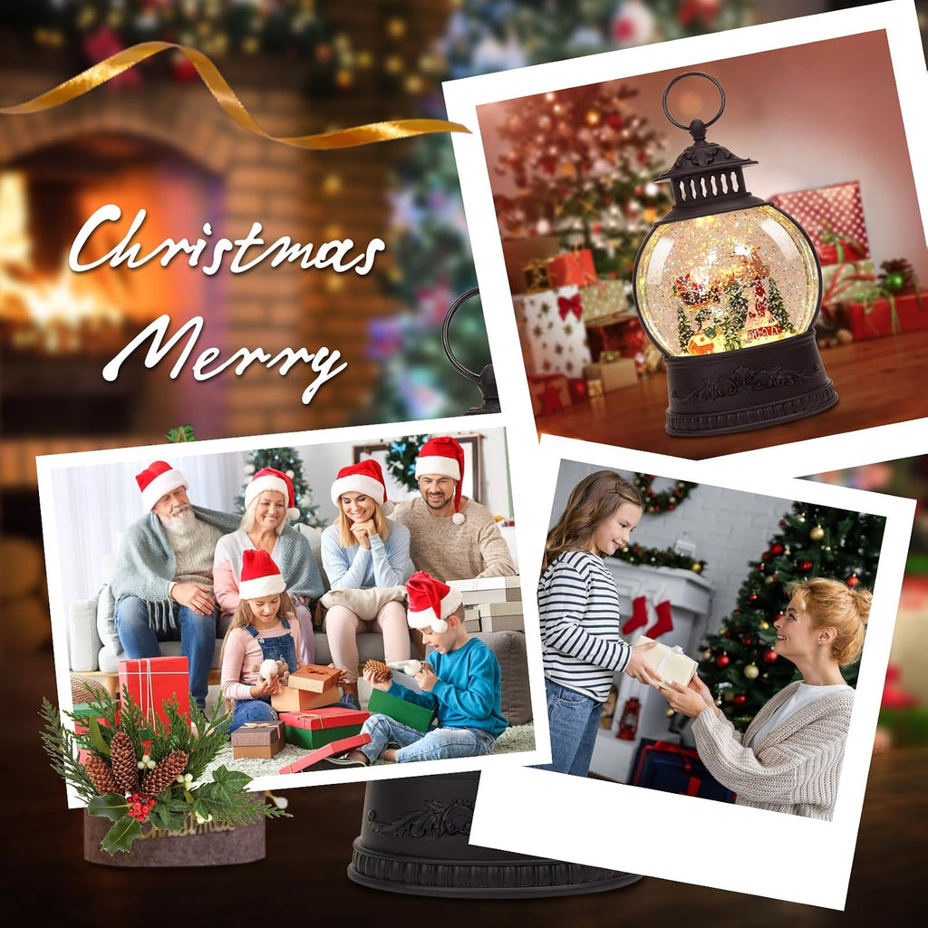 Christmas Snow Globe Water Lantern with Timer and Music, USB and Battery Operated Lighted Led Globe, Santa Snowglobe