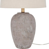 Home 23" Greyish Brown Earth Tone Rustic Farmhouse Ceramic Table Lamp, Dining, Office, with Beige Linen Shade