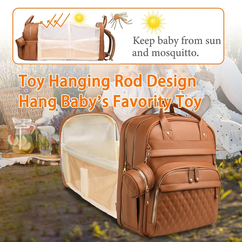 Diaper Bag with Changing Station, Waterproof 3 in 1 Diaper Backpack with Foldable Changing Pad, Large Travel Backpack