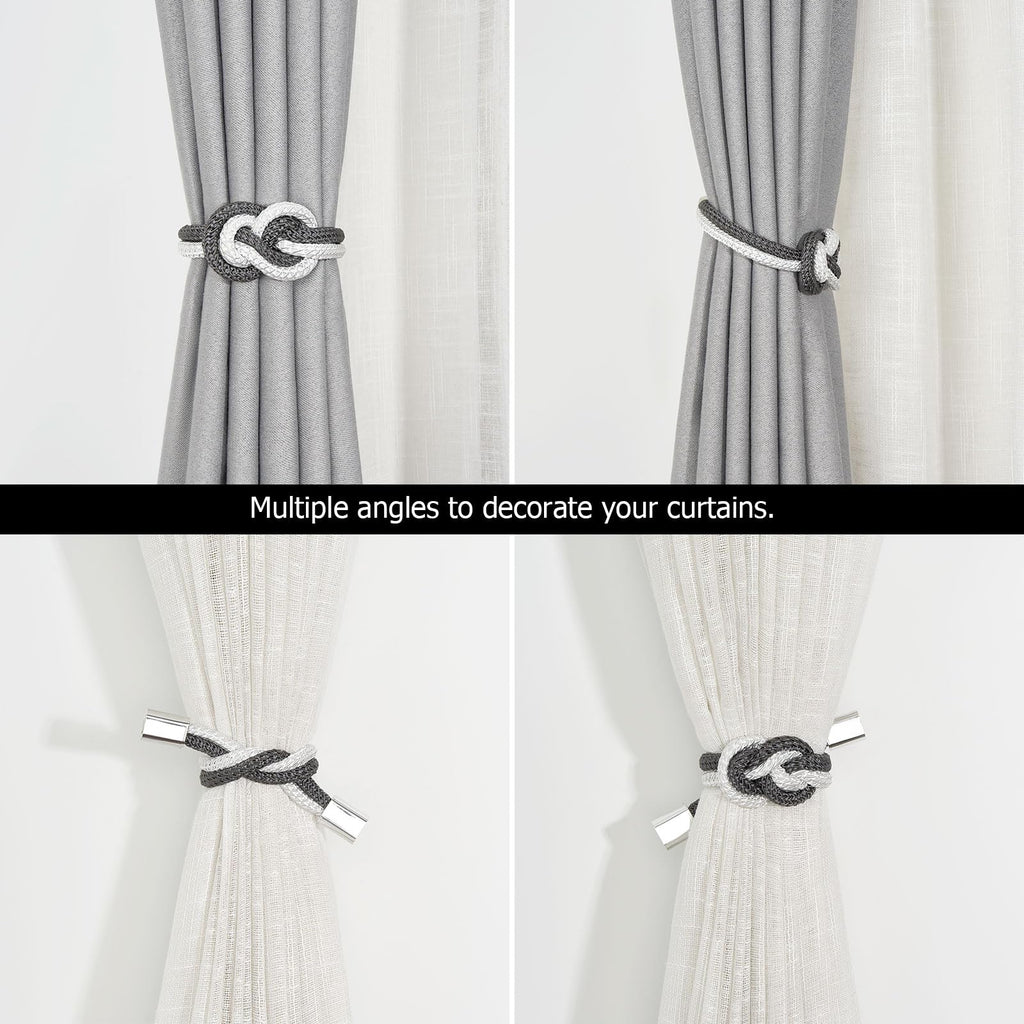 Mini Magnetic Curtain Tiebacks Nordic Simple Style Drape Tie Backs Elegant Hand Weave Rope Knot Decorative - 2 Pack