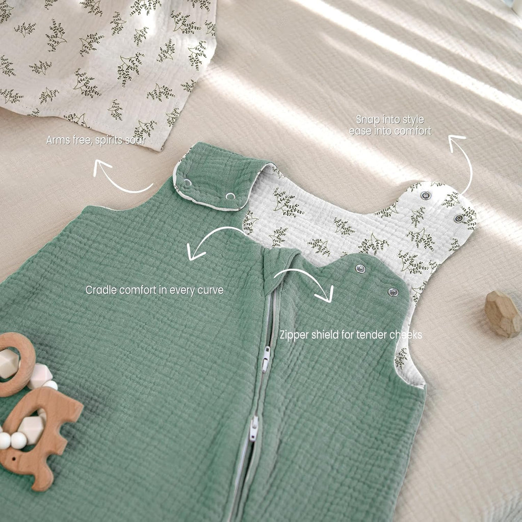 Baby Sleep Sack Muslin: Cotton 0.7TOG Breathable Wearable Blanket