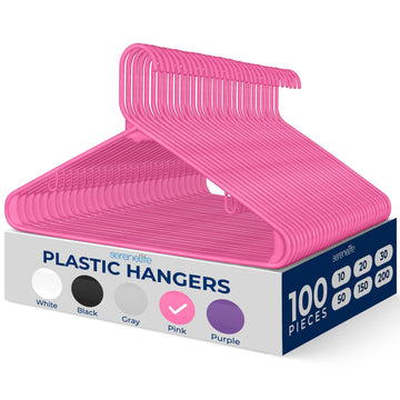 100 Pack Plastic Clothes Hangers | Keeps Shirts, Coats & Dresses Neatly Organized | Non-Slip Recycled ABS, Heavy Duty
