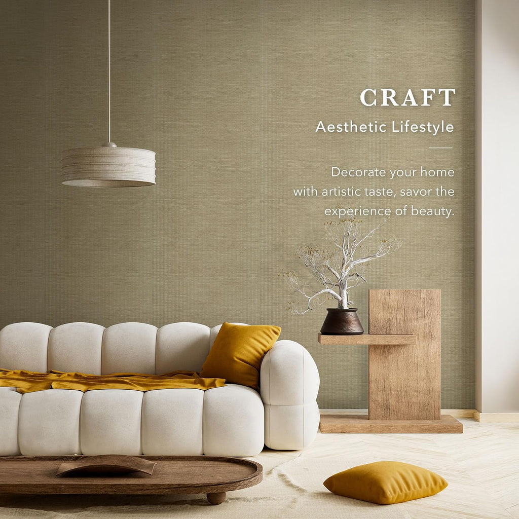 Jute Grasscloth Wallpaper, Serene | Boho Woven Wall Covering , Non-Pasted Single Roll, 23" W x 96" L