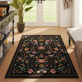 Vintage Medallion Floral 3x5 Washable Rug, Soft Low Pile Area Rug, Non-Slip Carpet