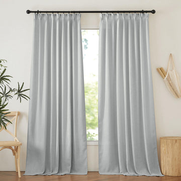 Linen Pinch Pleat Blackout Curtains 84 inch Long