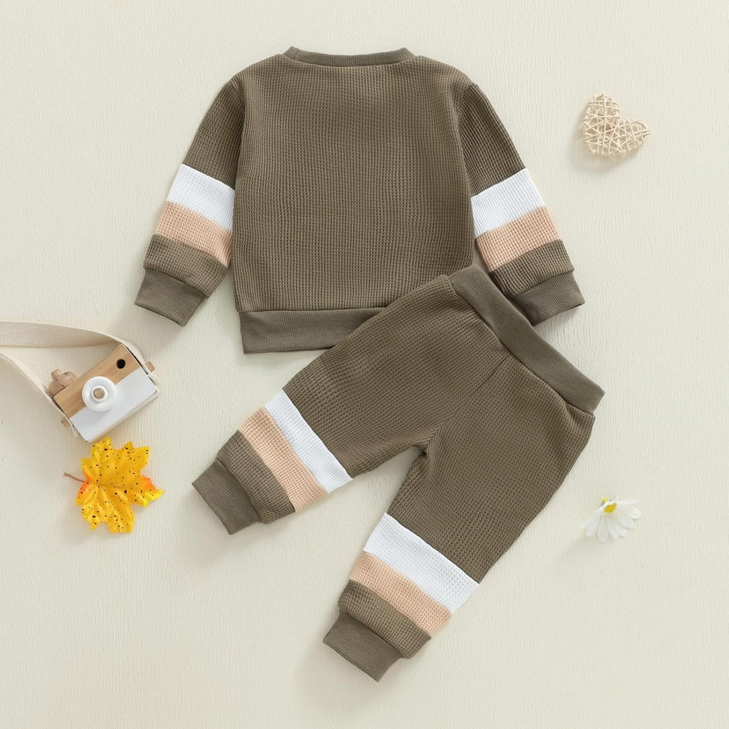 Toddler Baby Boy Fall Winter Clothes Long Sleeve Crewneck Pullover Sweatshirt Jogger Pants Set 2 Piece Outfit