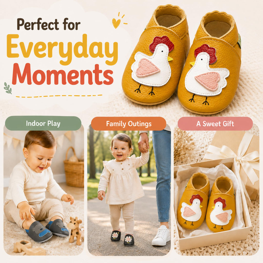 Baby Leather Moccasins, Ochre-Chick