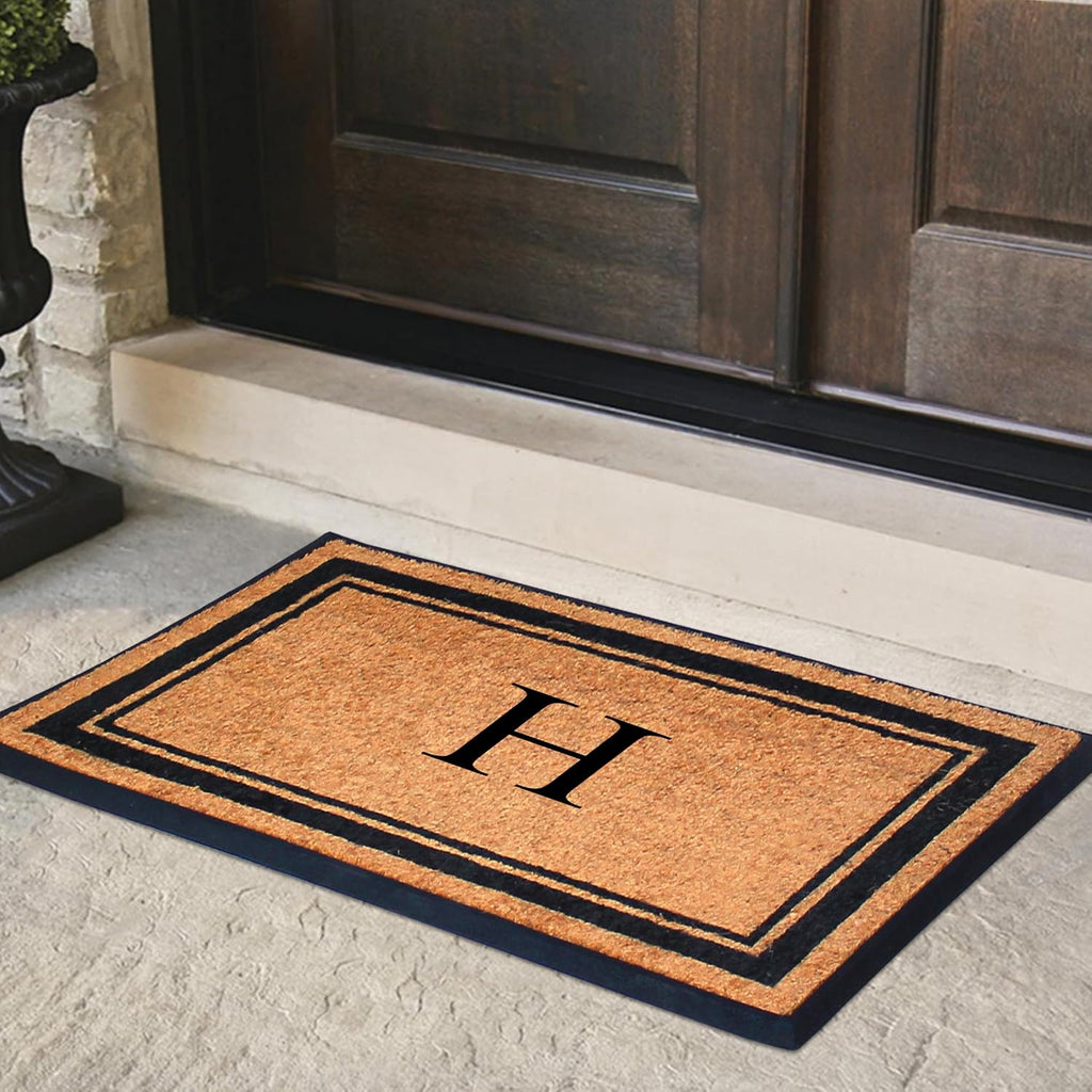 Doormat, 30x48, Natural Coir & Rubber, Monogrammed, Heavy Duty, Front Door Mat