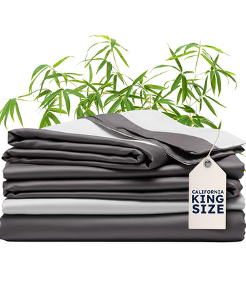 100% Viscose Derived from Bamboo Sheets & Duvet Cover Set - Soft Feel Like Silk Bed Sheets - Two-Toned, Breathable