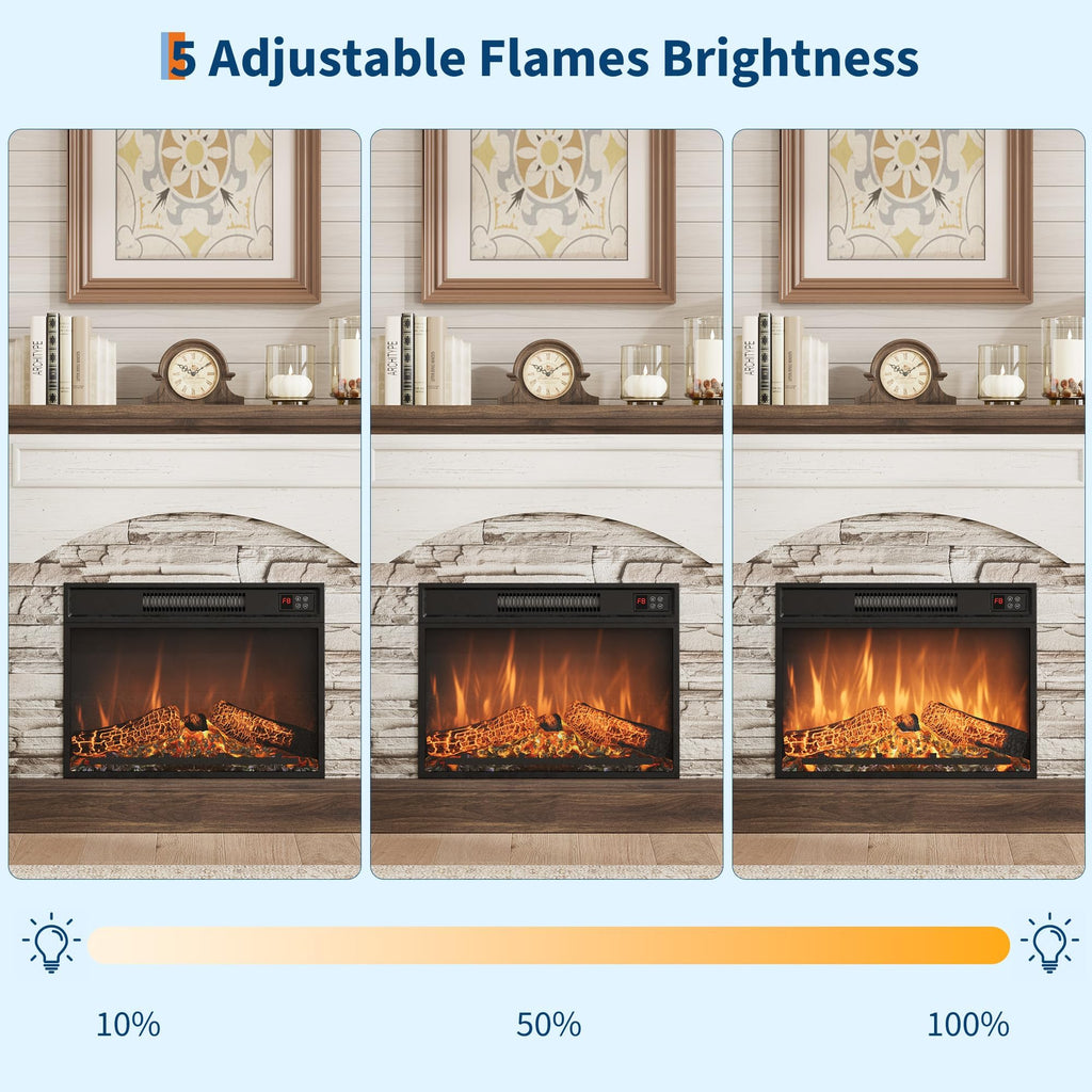 70" Farmhouse Electric Fireplace with Mantel, White and Brown