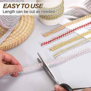 Metallic Gimp Braid Trim 1/2" Wide 9 Yards Braided Beige-Silver
