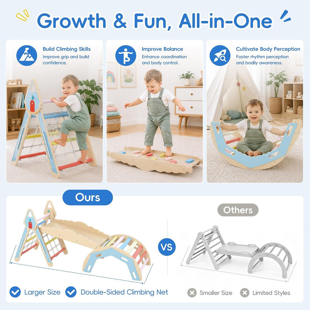 Triangle Set, 8 in1 Foldable Climbing Toys Set for Kids Indoor