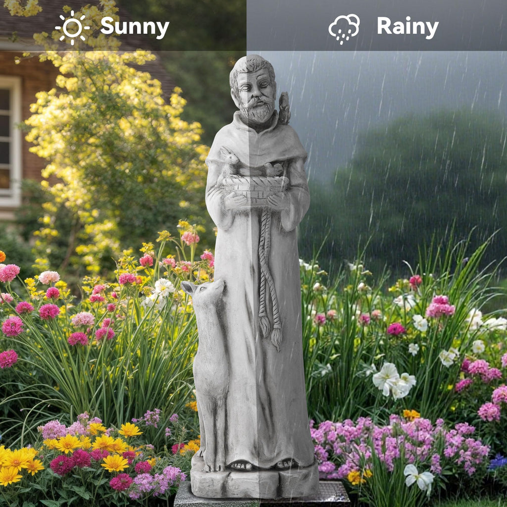 36.2" St Francis Garden Statue, Outdoor Catholic Sculpture