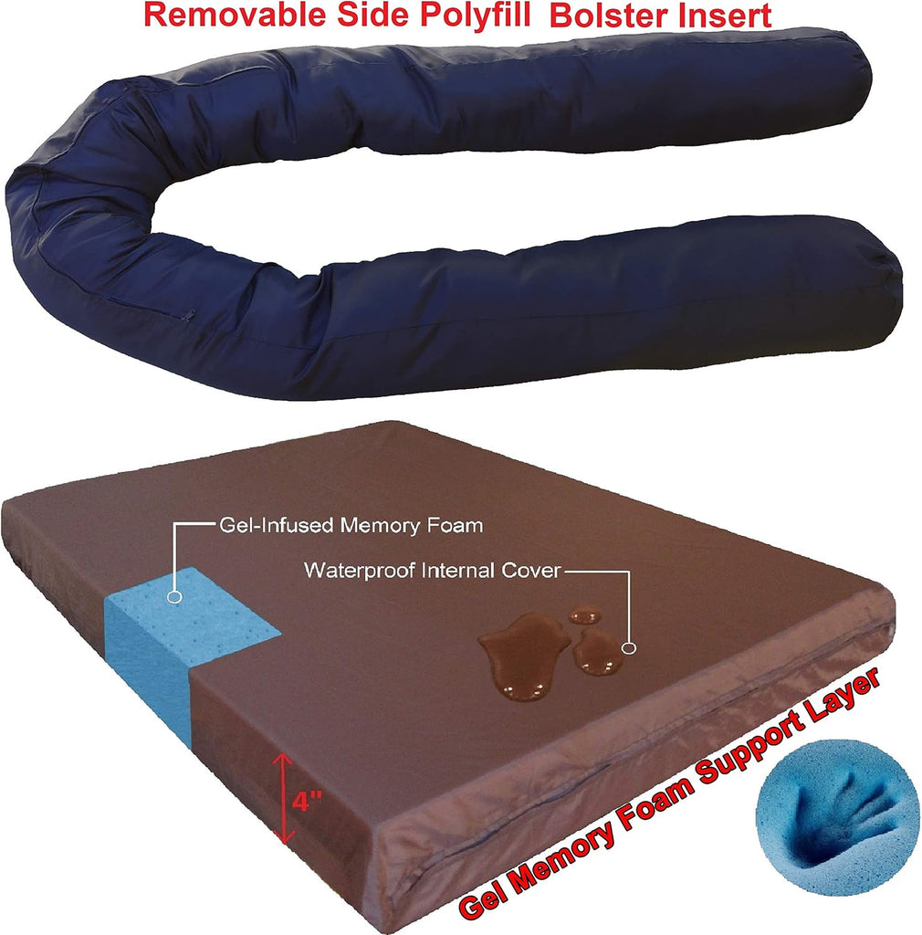 Premium Orthopedic Gel Memory Foam Pet Sofa Bed with Waterproof Liner and Denim Cover Couch Lounger 55"X37"